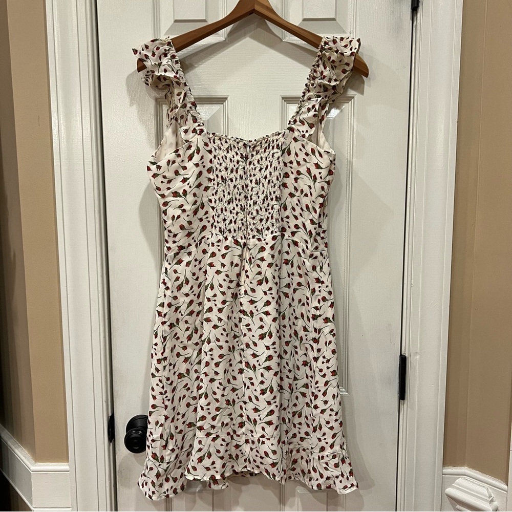 Reformation Binx Dress Mini Sleeveless Dress with Ruffled Trim Rose Bud Print 10 - Picture 7 of 8